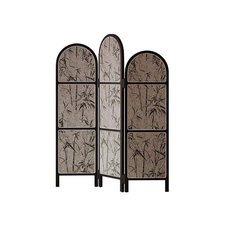 French medieval solid wood screen, modern simple living room, bedside background wall, bedroom home foldable covered entrance