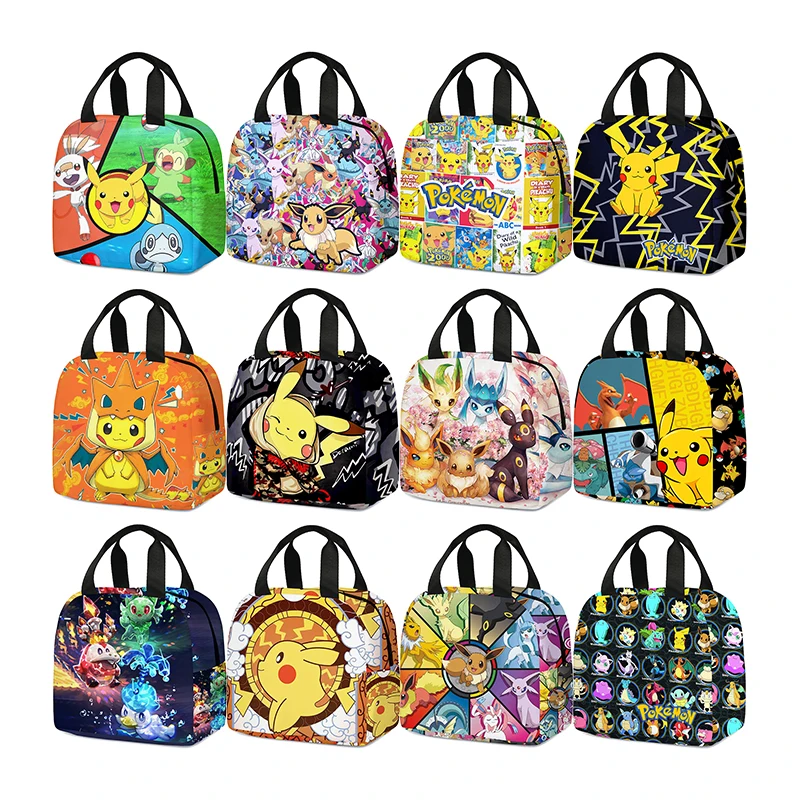 Pokemon Anime Figure Pikachu Children Lunch Bag Handy Portable Insulation Bag Medium Small Student Lunch Thermal Box Gift Toys