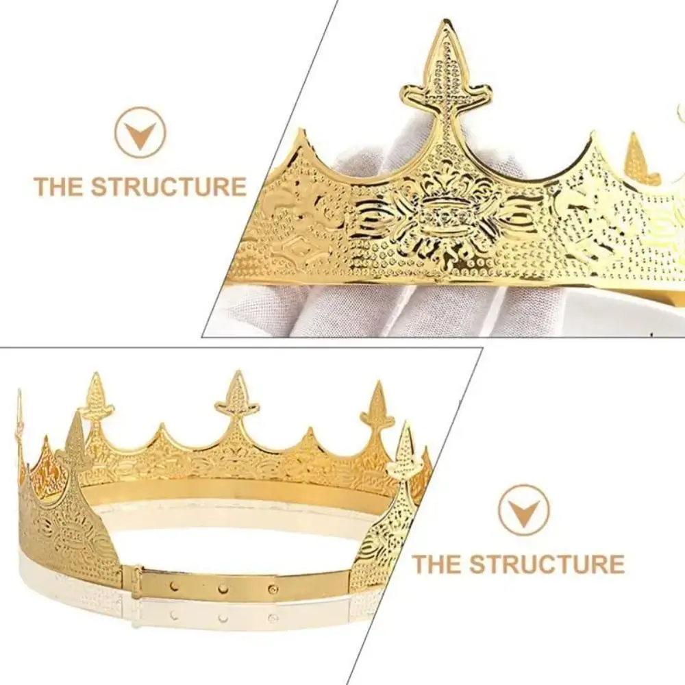 Simple Bar Mitzvah King Crown Hair Hoop Headband Prince Crowns Cosplay Pros Hair Accessories Round Tiaras Wedding