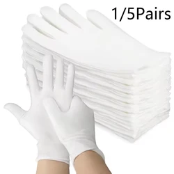 White Cotton Work Gloves Dry Hands Moisturizing SPA Gloves High Stretch for Ceremonial Inspection &Household Clean
