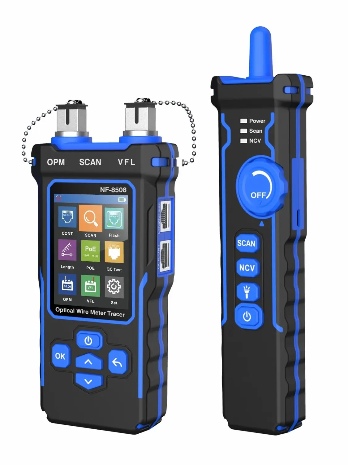 Noyafa NF-8508 Tester kabli sieciowych Miernik mocy optycznej Przewód PoE Test Lan LCD Cyfrowy wykrywacz linii Narzędzia sieciowe — 2