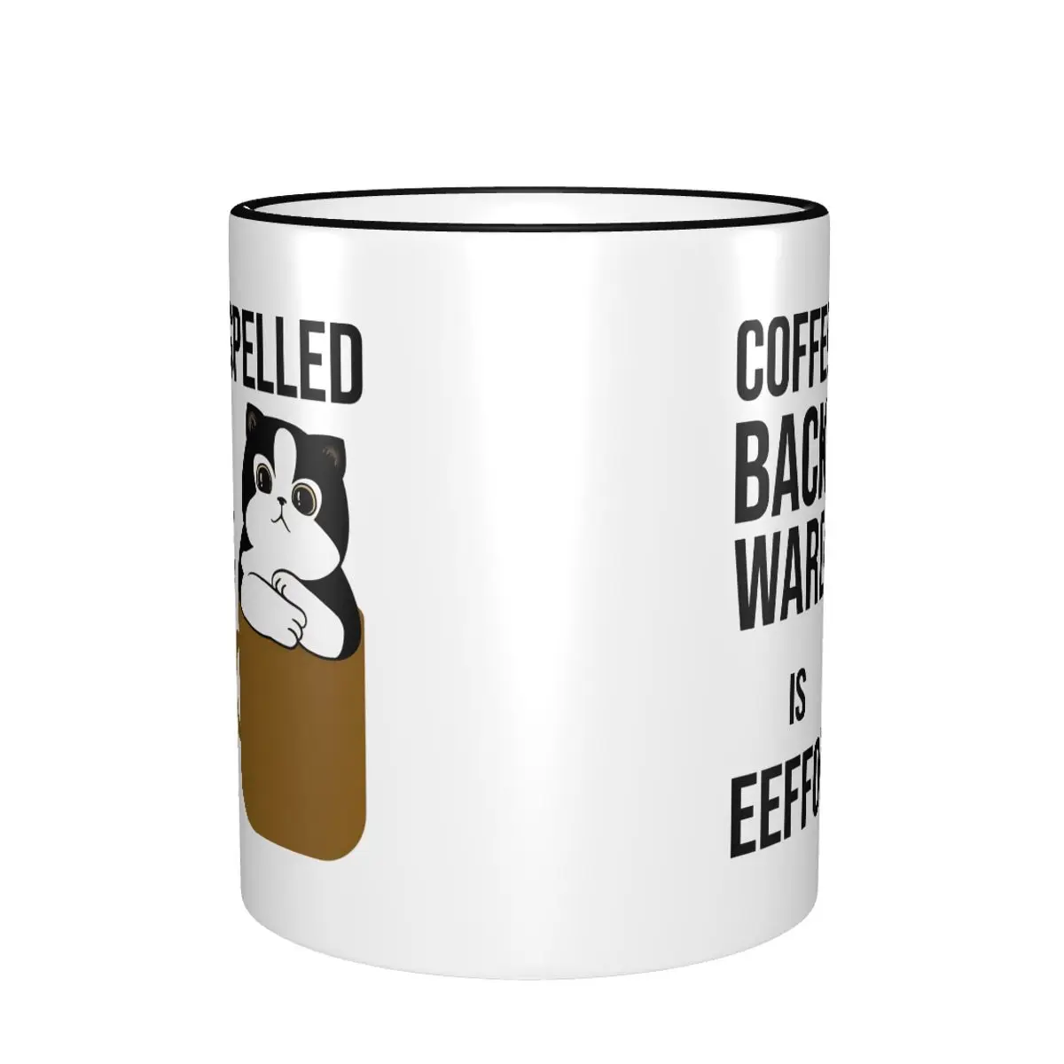 New Coffee Spelled Backwards Is Eeffoc Merch Mug Novelty Funny Cat Meme Coffee Cup