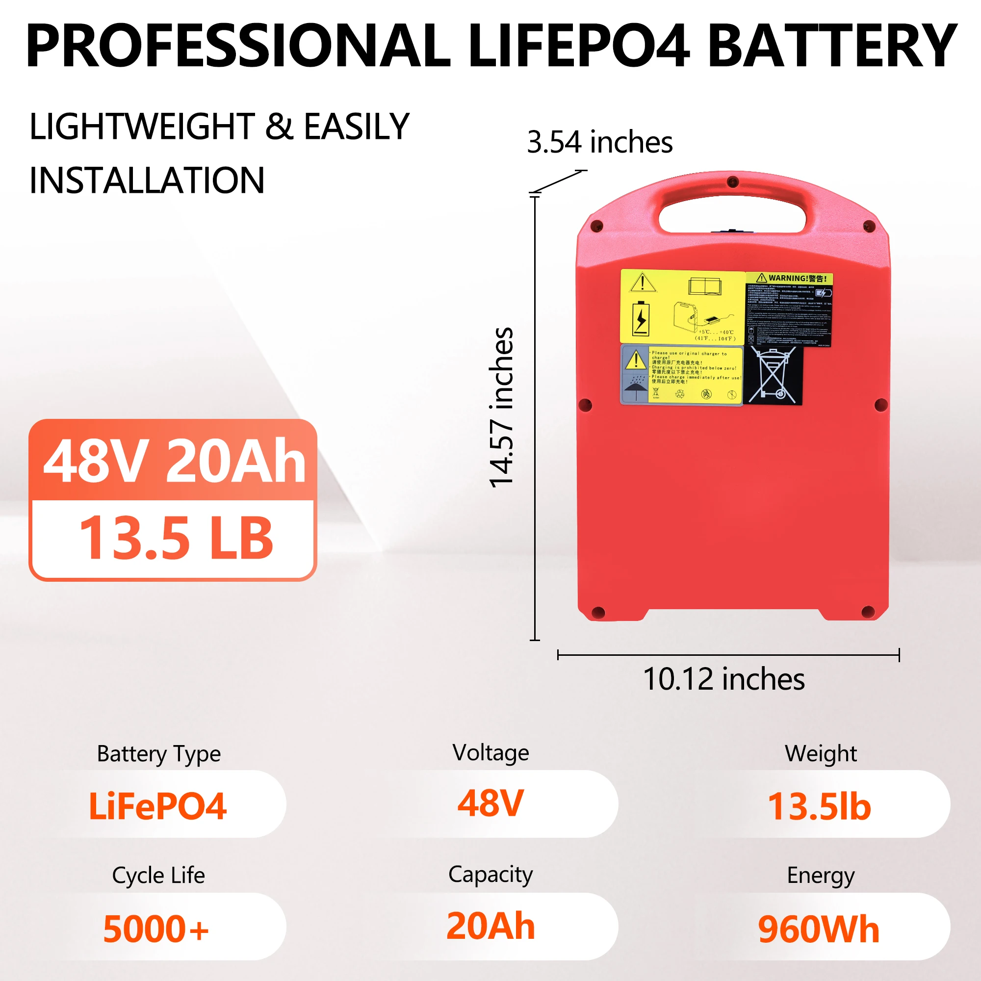 แบตเตอรี่ลิเธียม RED 20Ah 48V LiFePO4 สำหรับรถยกพาเลทไฟฟ้า HELI CBD18J CBD20J-LI3