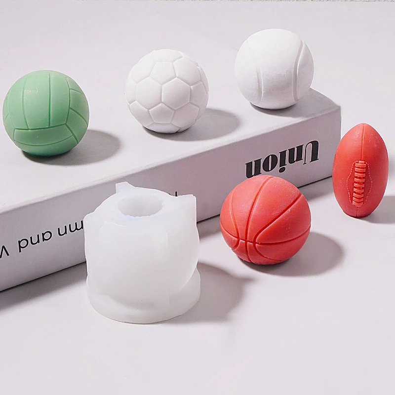 Rugby Volleyball Basketball Baseball Football Silicone Mold DIY Sports Ball Handmade Aromatherapy Candle Gypsum Soap Making Mold