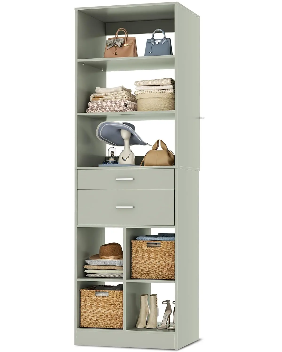 Small Closet System with Drawers, Walk-in Wardrobe Organizer, 18.9 Inch, Customized