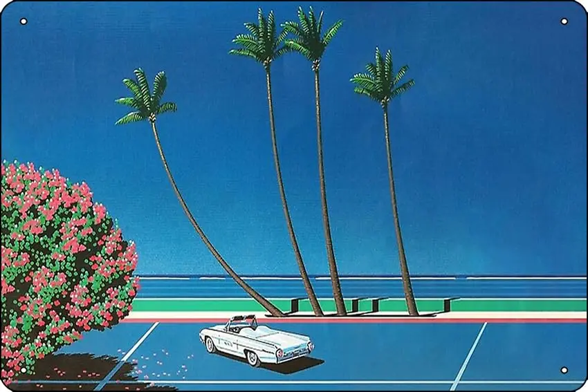 Hiroshi Nagai - Vintage Tennis Poster Metal Tin Sign Fun Home Art Wall Decor 8x12 Inch