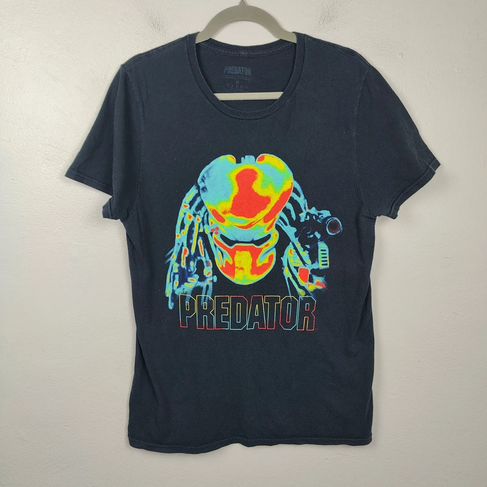 Predator Graphic T-Shirt Size Medium Heat Map Movie Promo Black Multicolor