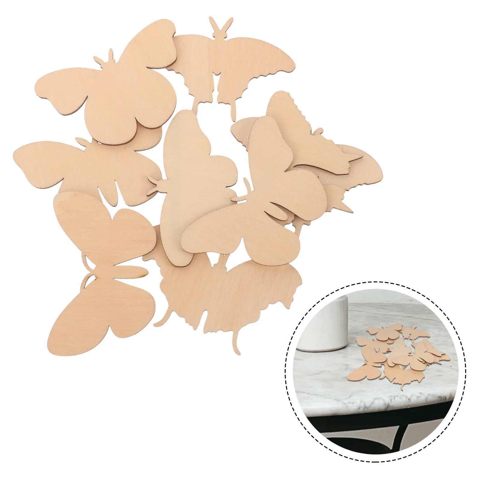 9 Pcs Butterfly Wood Chips Unfinished Crafts Planks DIY Hanging Graffiti Wooden Slices Pendant