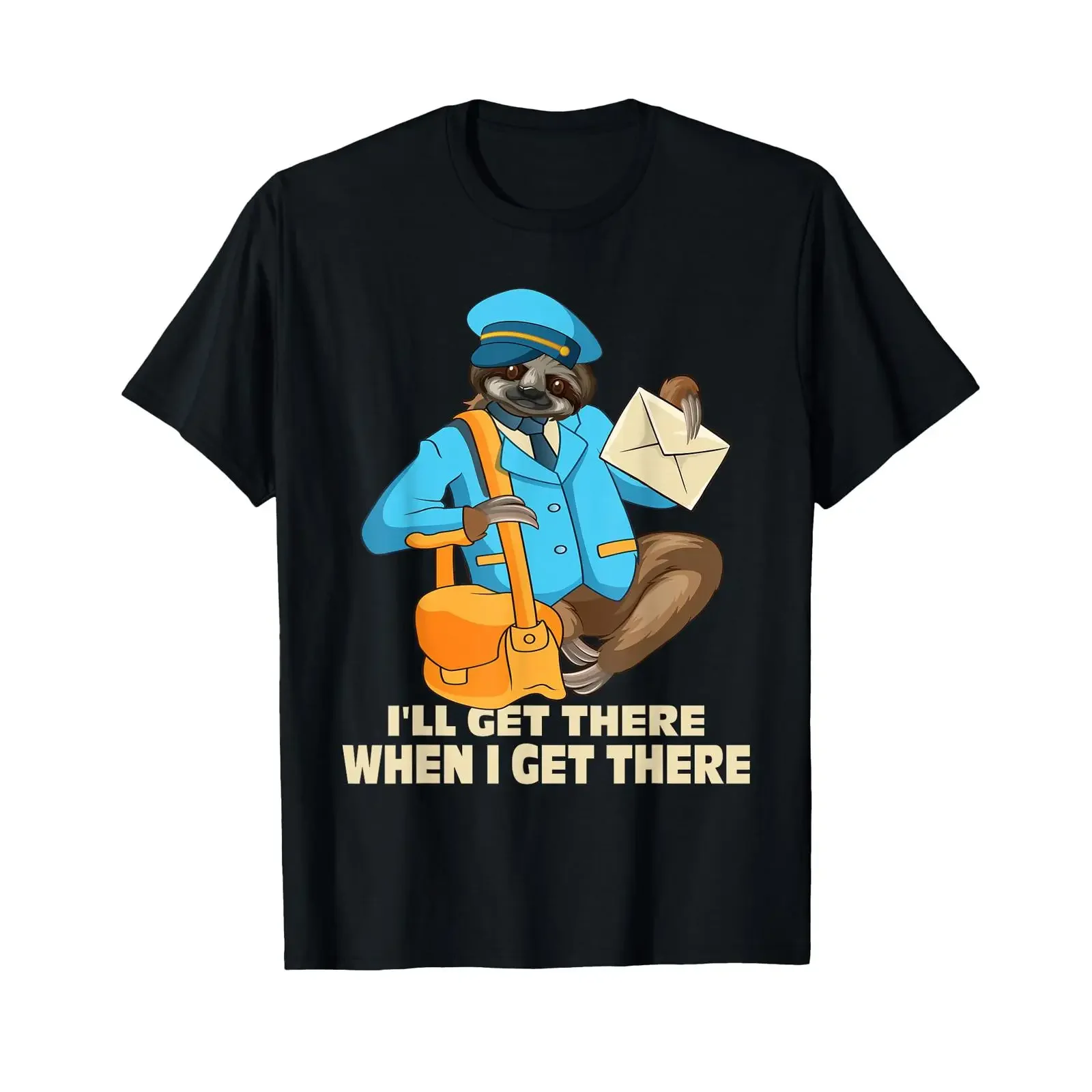 Camiseta de Hombre con Estampado de Perezoso, Trabajador Postal, Cartero, Estilo Vintage Lavado, Casual, Elástica, para Uso Diario