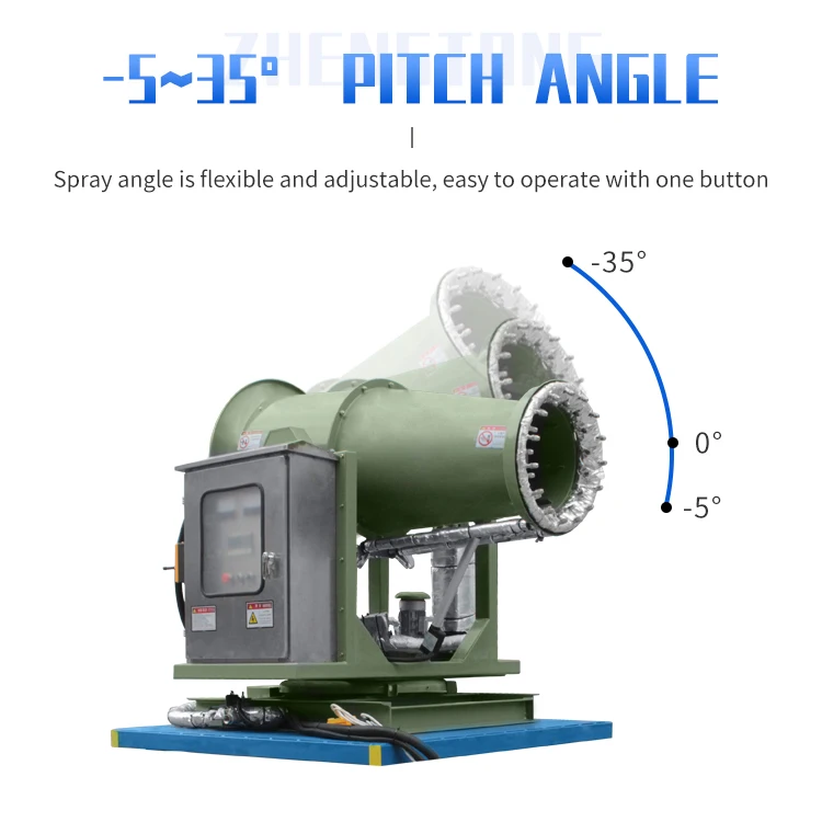 ZT40 Demolition Site Dust Humidification Mobile Mist Cannon with Stainless Steel Pump Remote Control 60m Spray Range