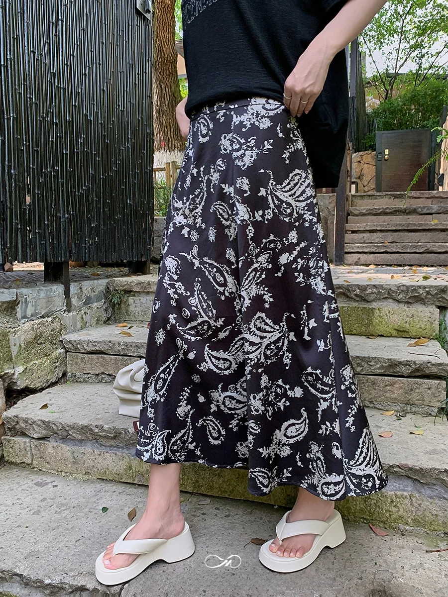 

Юбка трапециевидной формы больших размеров с принтом орехового дерева, повседневная одежда с высокой талией, полиэфирная ткань для женщин в виде песочных часов и груши