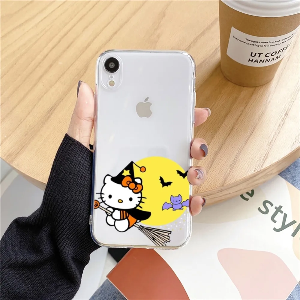 H-Hello K-Kitty Halloween Happy Phone Case For Iphone 15 11 13 14 Pro Max 7 8 Plus X Xr Xs Max 16pro 12mini Transparent Cover