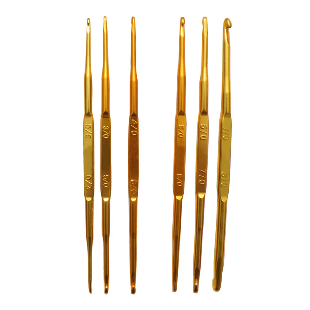 

6Pcs Double Ended Crochet Hooks Aluminum Oxide Durable Multisize Set Ergonomic Knitting Needles for Hats Sweaters