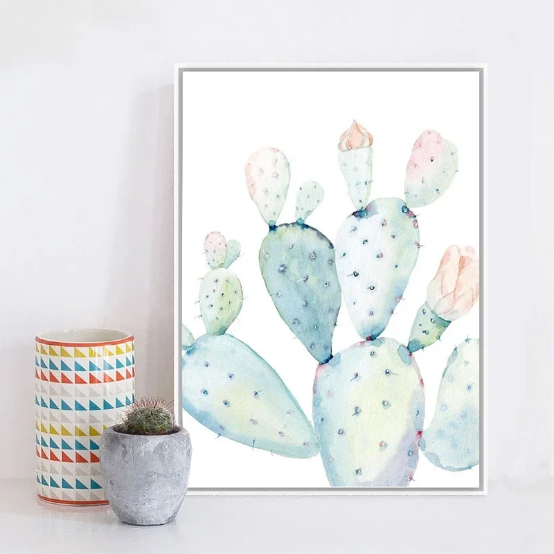 1pc frameless Canvas Painting Nordic Art Print Pastel color Cactus Canvas Painting Poster Botanical Wall Art Pictures For Living