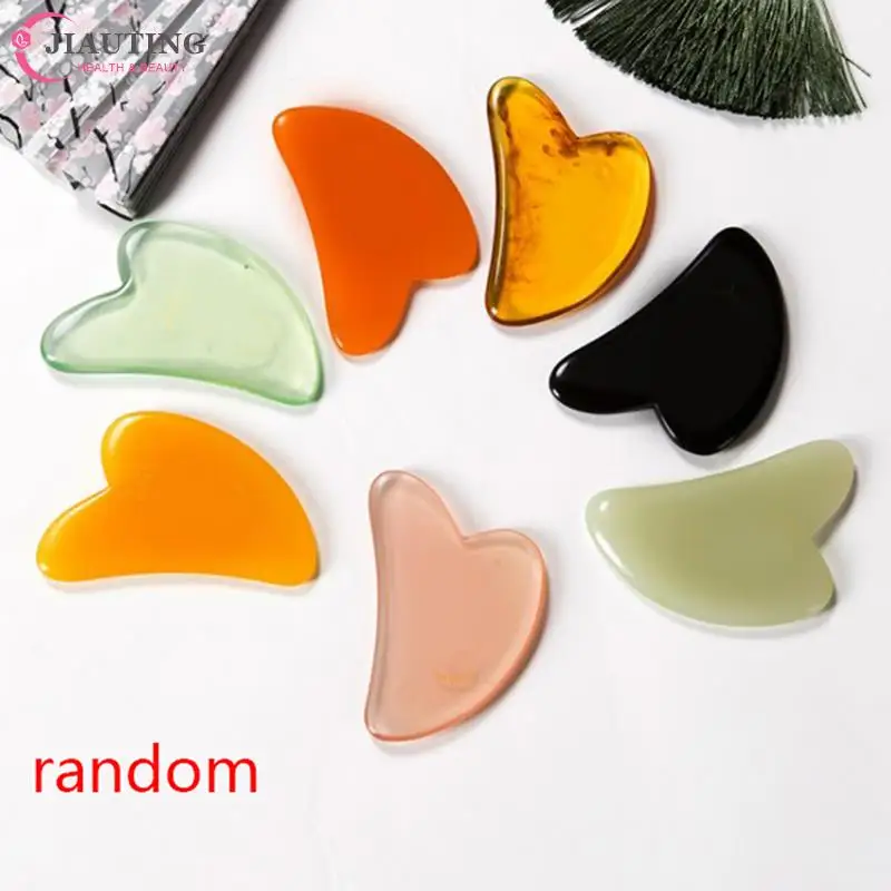 1PCS Beeswax/Resin/Natural Jade Guasha Scrapping Plate Gua Sha Massager Face Meridian Scrapping Plate Piece Arm Massage Tool