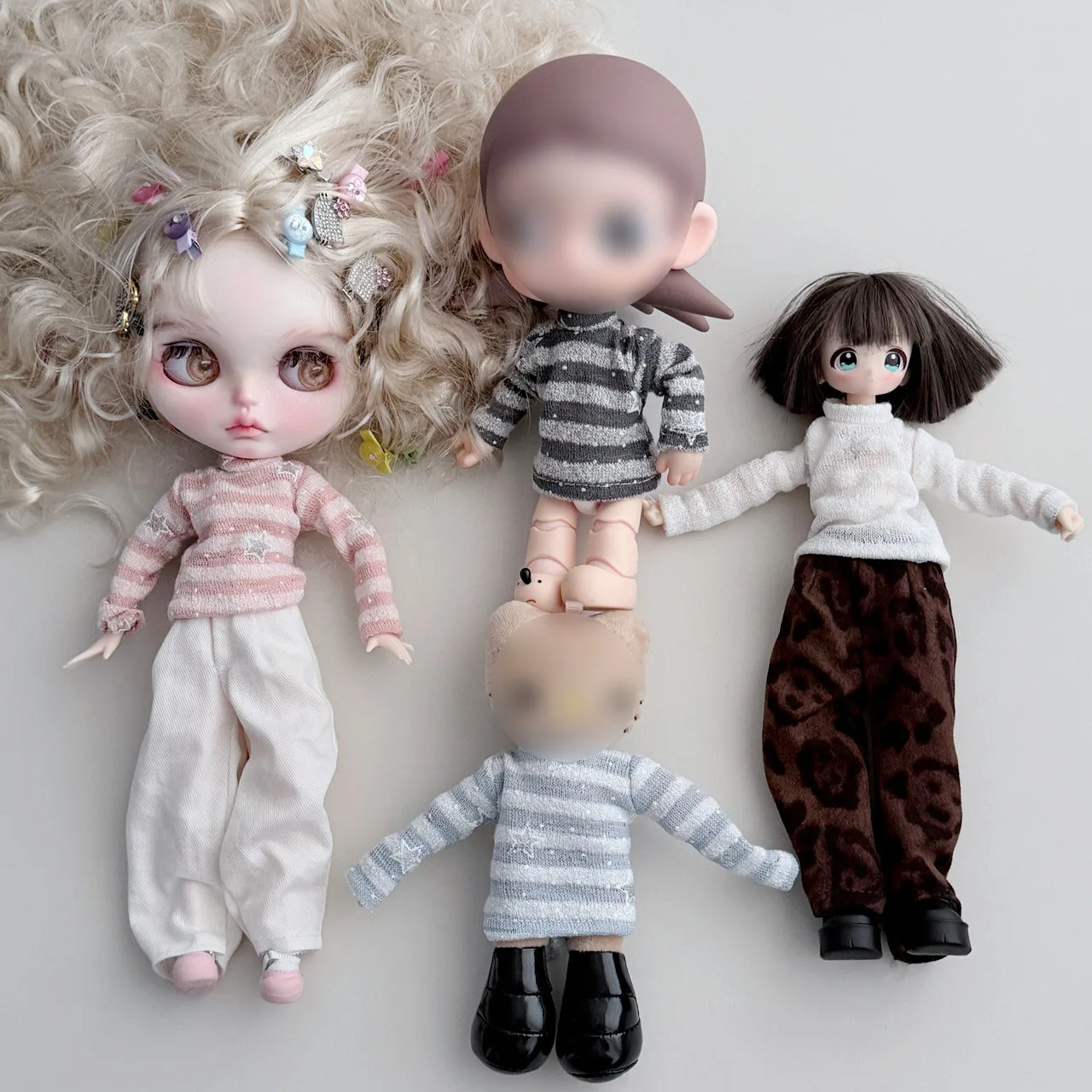 1/6 Blyth  Doll Clothe Accessories Knitted Long-sleeved Striped Stars Pattern Top Casual T-shirt For Azone/OB22/OB24 Blyth