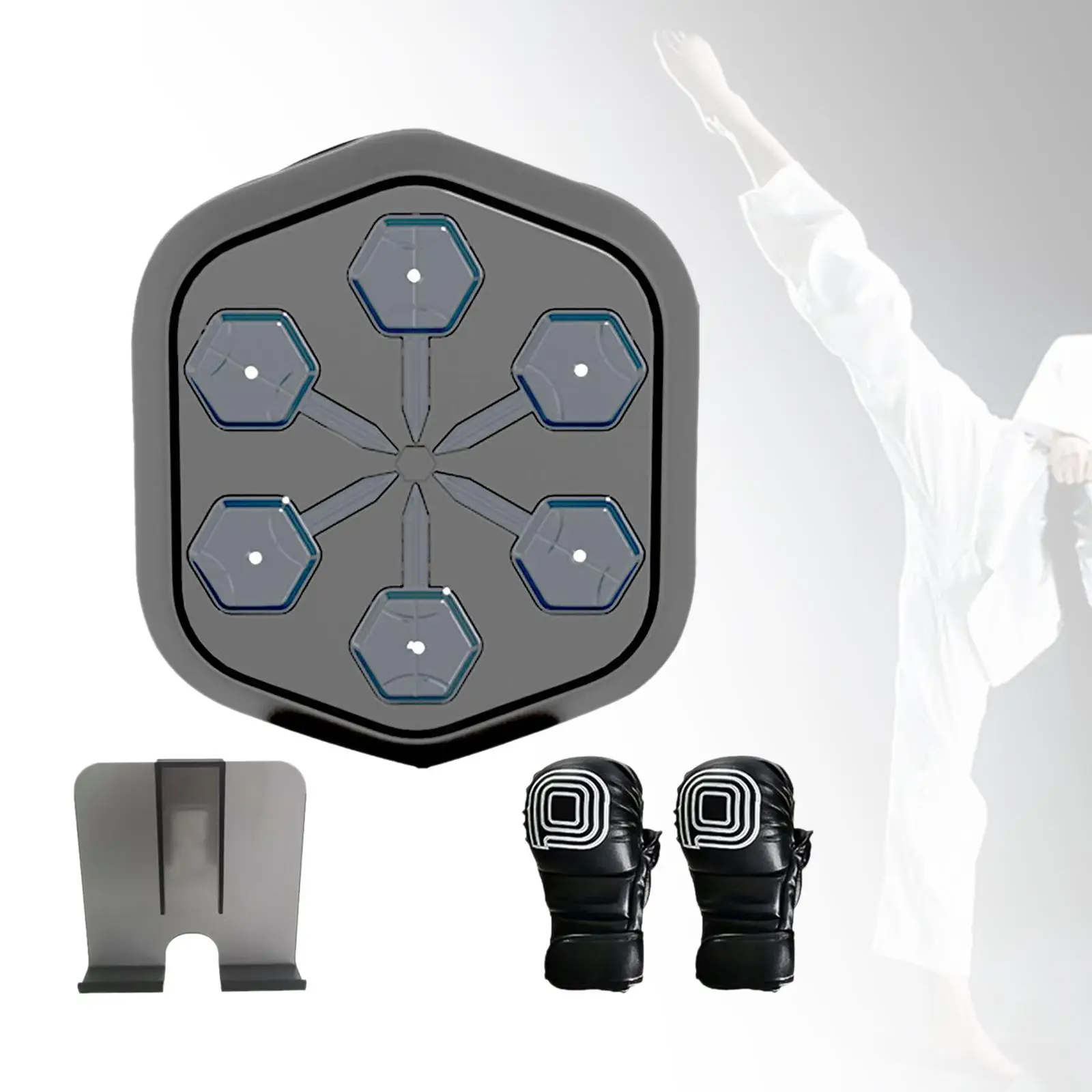 Máquina de boxeo musical, objetivo de pared montado en la pared con guantes, soporte para teléfono, hogar