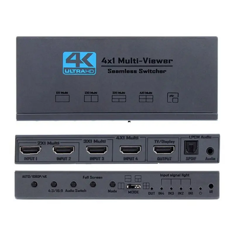 AS95--Compatible 4K@ 30Hz 4 In 1 Out Switch With Remote For Monitor For Laptop PC PS5 TV