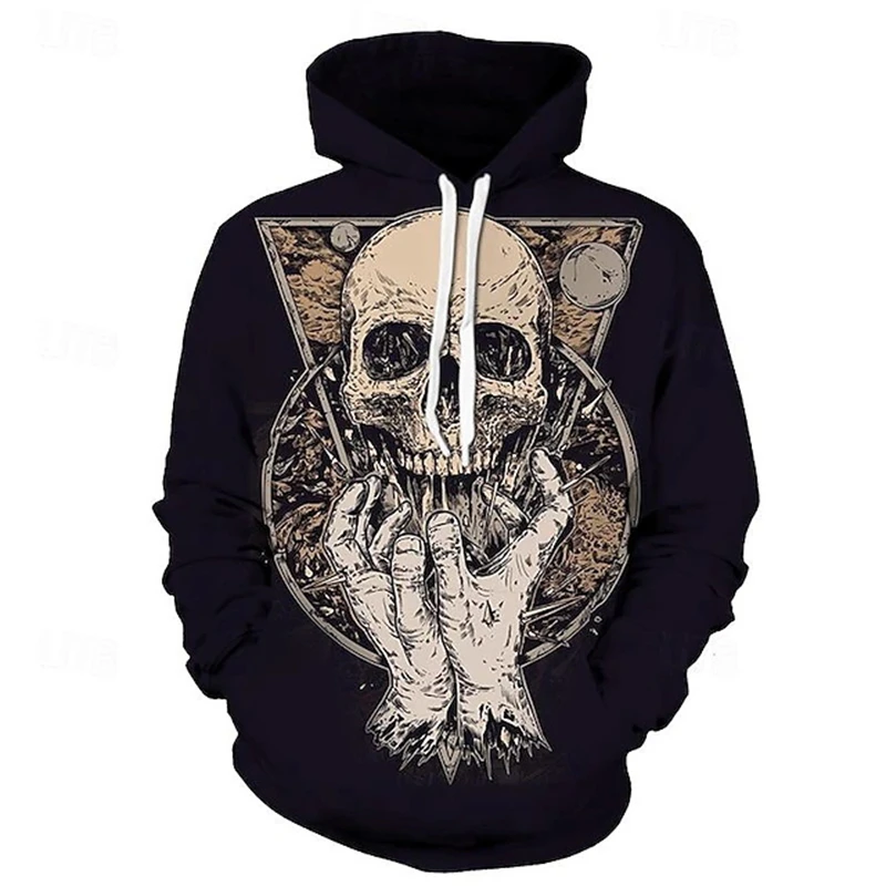 

Men's Gothic Horror Skull Graphic Hoodies Fashion Creative Personality Design Long Sleeve Pullover Autumn Winter Stylish Clothes