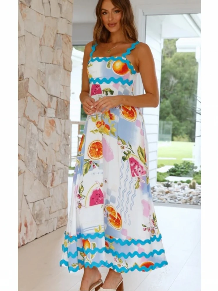 Summer Cover Ups Women Swimsuit Spaghetti Strap Robes Bathing Suit 2026 New Flower Printing Beach Holiday Maxi Dresses Cover-Up