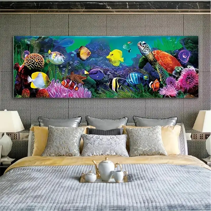 5D Sea Artificial Diamond Painting DIY Crystal Rhinestone Arts And Crafts, Large Diamond Wall Art For Room Decor Diamond Art