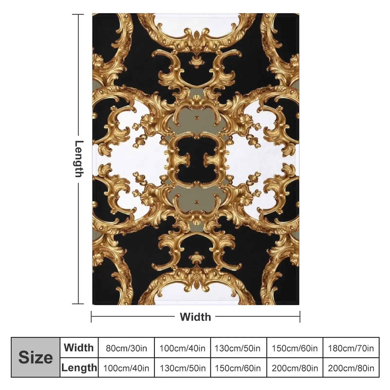 Golden ornamental baroque symmetrical Throw Blanket Retros Decorative Throw for babies Blankets