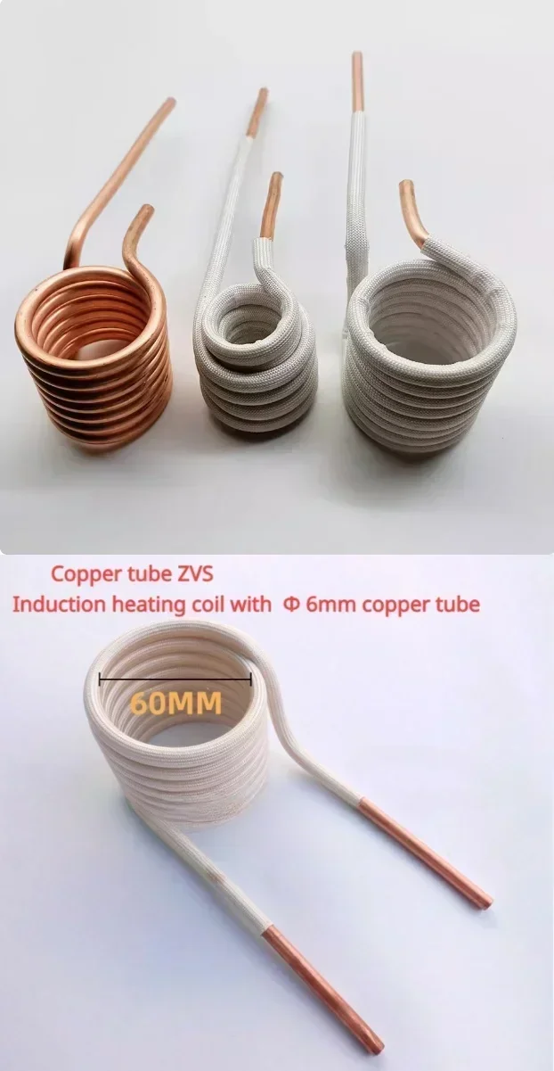 1P ZVS Copper Tube Watercooled High-frequency Furnace Intermediate Frequency 6mm Quenched Tapless Heating Induction Heating Coil