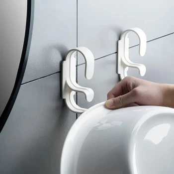 Dwuwarstwowy wiszący na ścianie hak do umywalki bez dziurkacza samoprzylepny stojak do przechowywania umywalek oszczędzaj miejsce do domu uniwersalny hak do przechowywania