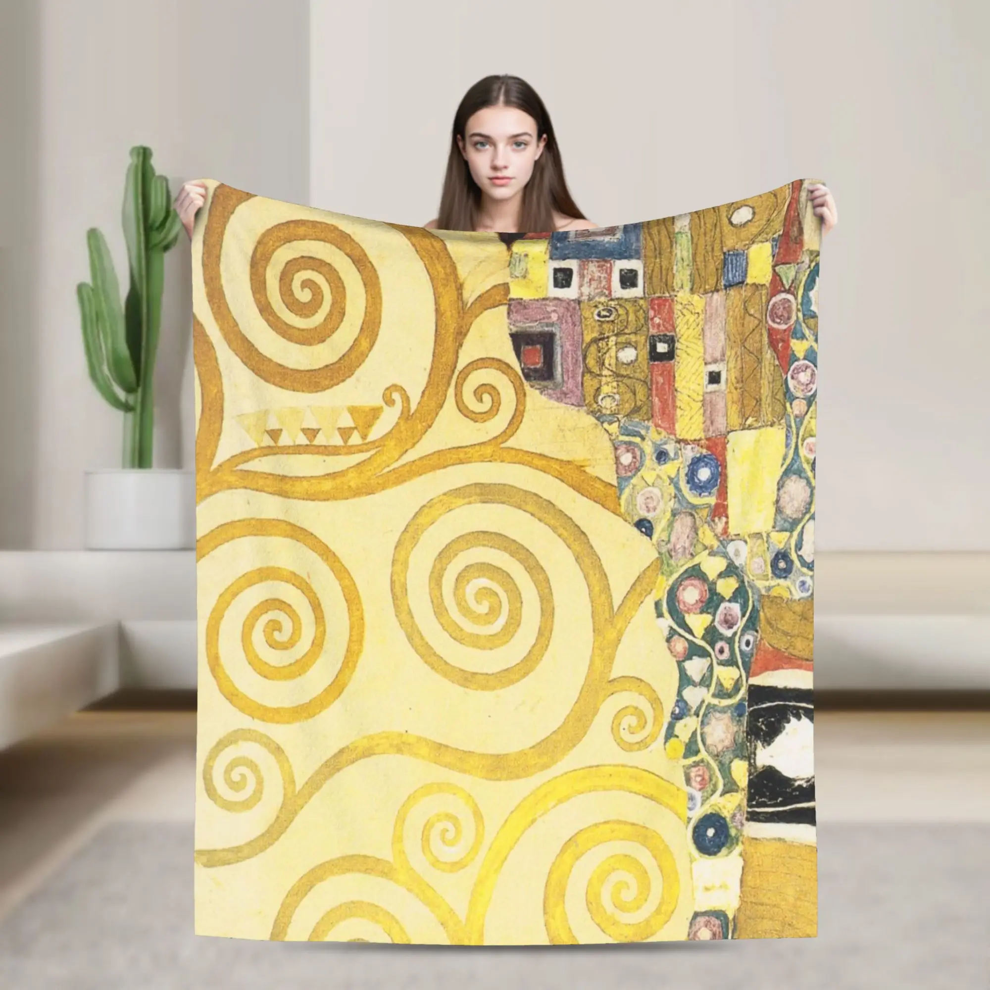 Gustav Klimt Freyas Art Blankets Tree of Life Flannel Funny Warm Throw Blankets for Bed Sofa Spring Autumn