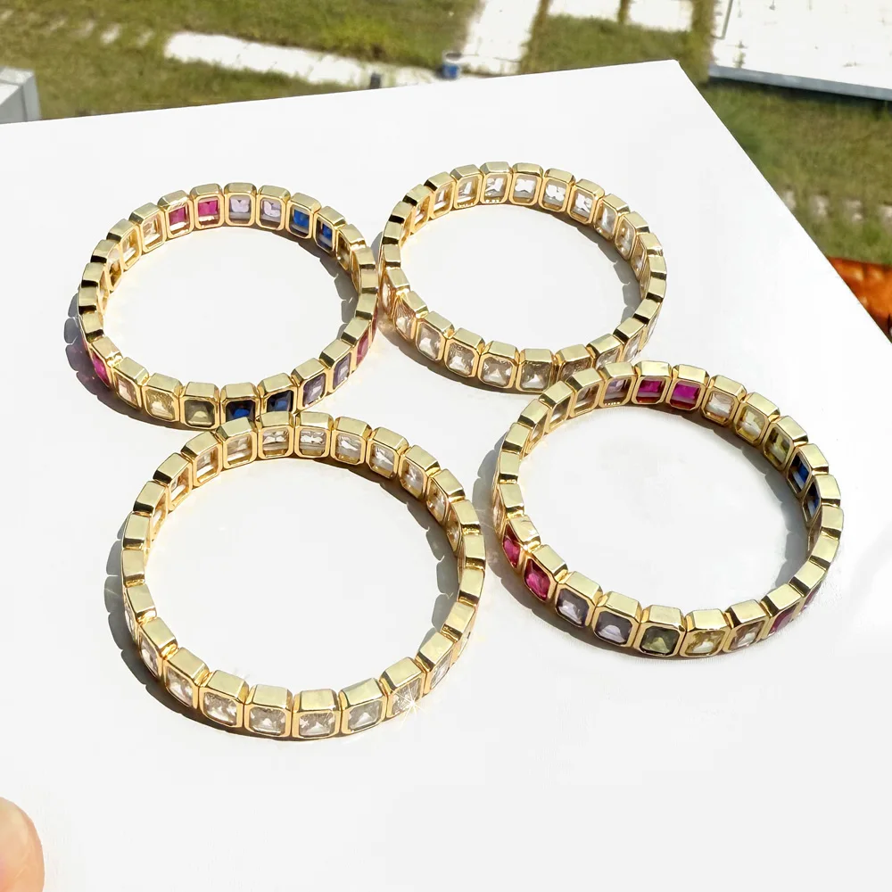 

New square zircon elastic rope bracelet for woman adjustable jewelry