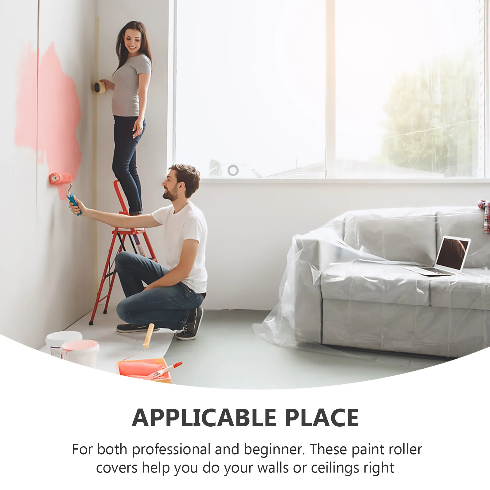 Wall Paint Roller Handle Brush Set 4 Inch Multifunctional Reusable Paint Roller Cover For Home Office Diy Painting Tool