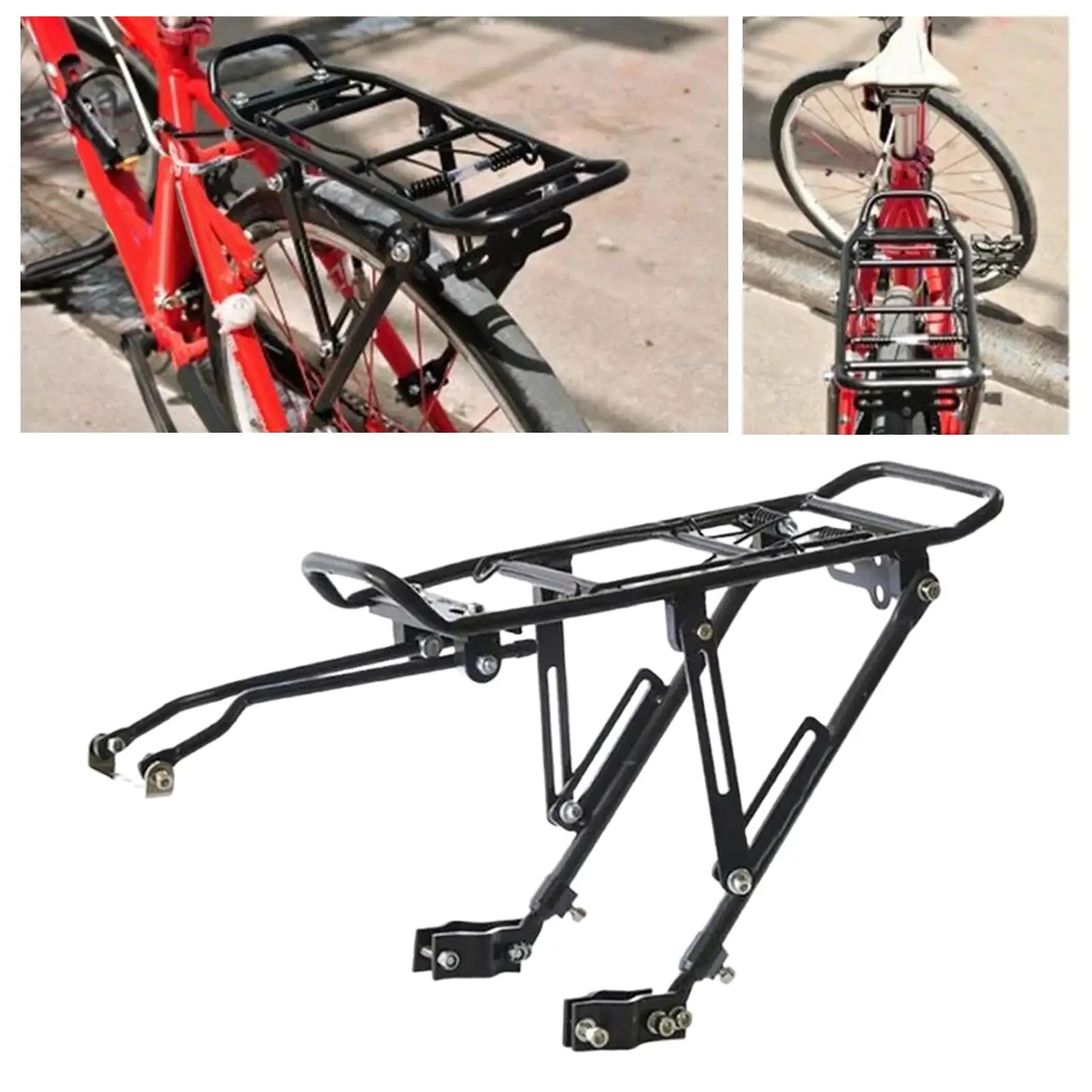 Mountain Bike Bicycle Rear Luggage Cargo Rack 25kg Alloy Tailstock Holder Back Seat Shelf Bicycle Carrier Rack for Road Bike MTB