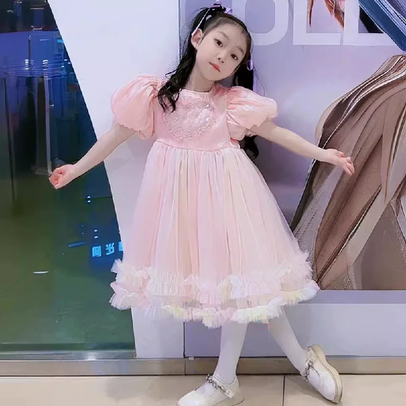 New Girls Princess Dress Kids Splicing Mesh Dress Children Birthday Flower Girl Dresses Party Gown Ball 3-10 Years Old