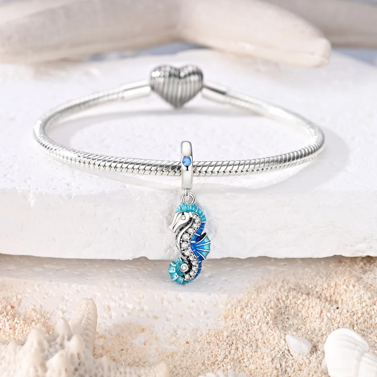 925 Sterling Silver Charms Summer Tortoise Whale Shark Seahorse Dolphin Starfish Pendant Bead Fit Bracelet Diy For Woman Jewelry image 3