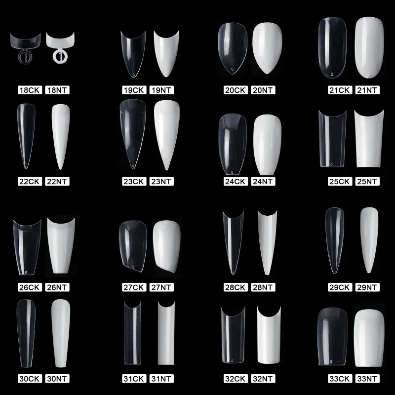 Kit met 500 tips in zakken nepnagels volledige half Franse acryl ABS manicure vingers tenen set C glimlach scherp 10 maten