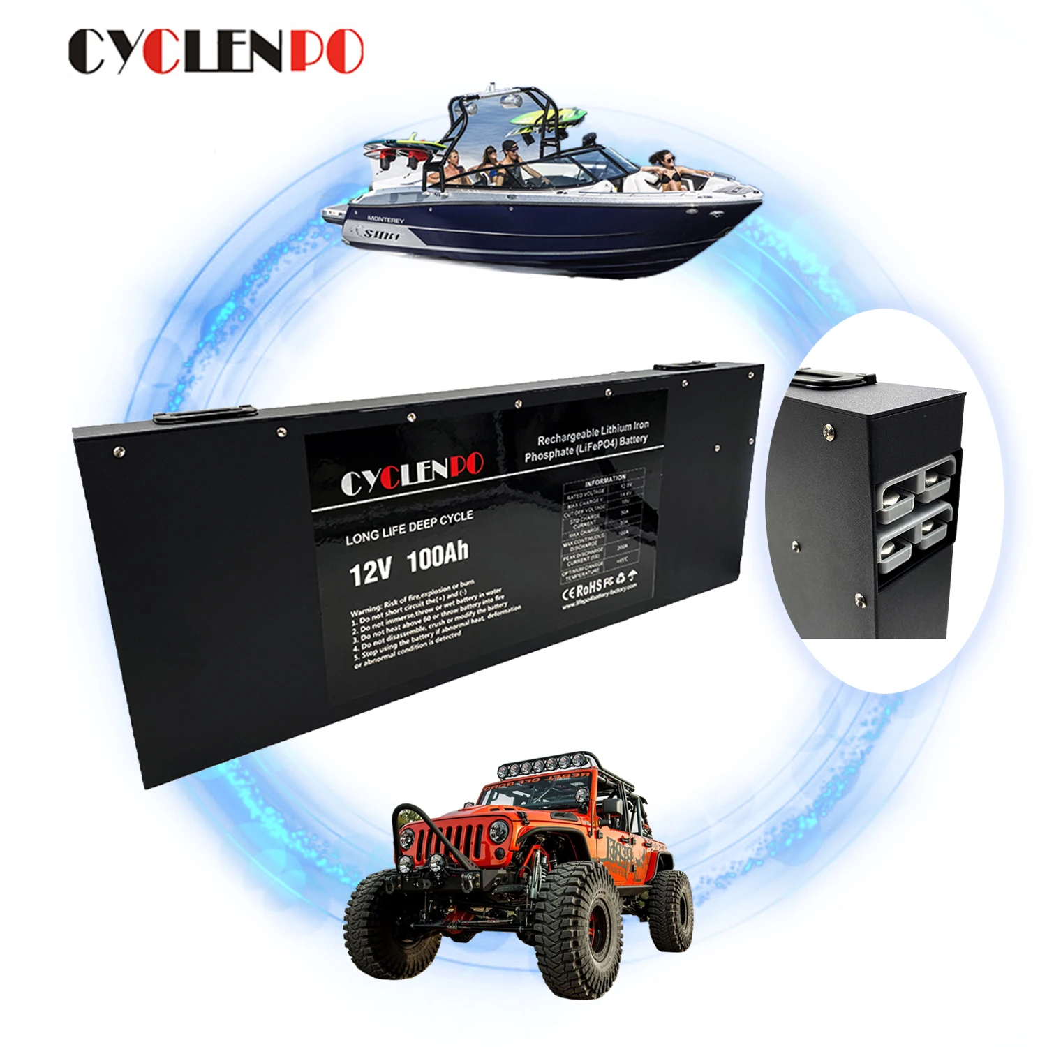 Lithium ion battery 12v deep cycle 100ah lithium ion battery for off road