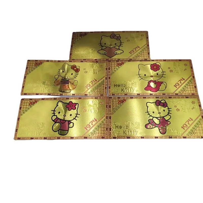 

New Sanrio Hello Kitty Gold Foil Paper Anime Action Figure Collectible Anime Merchandise Decoration Kawaii Gift for Cartoon Fans