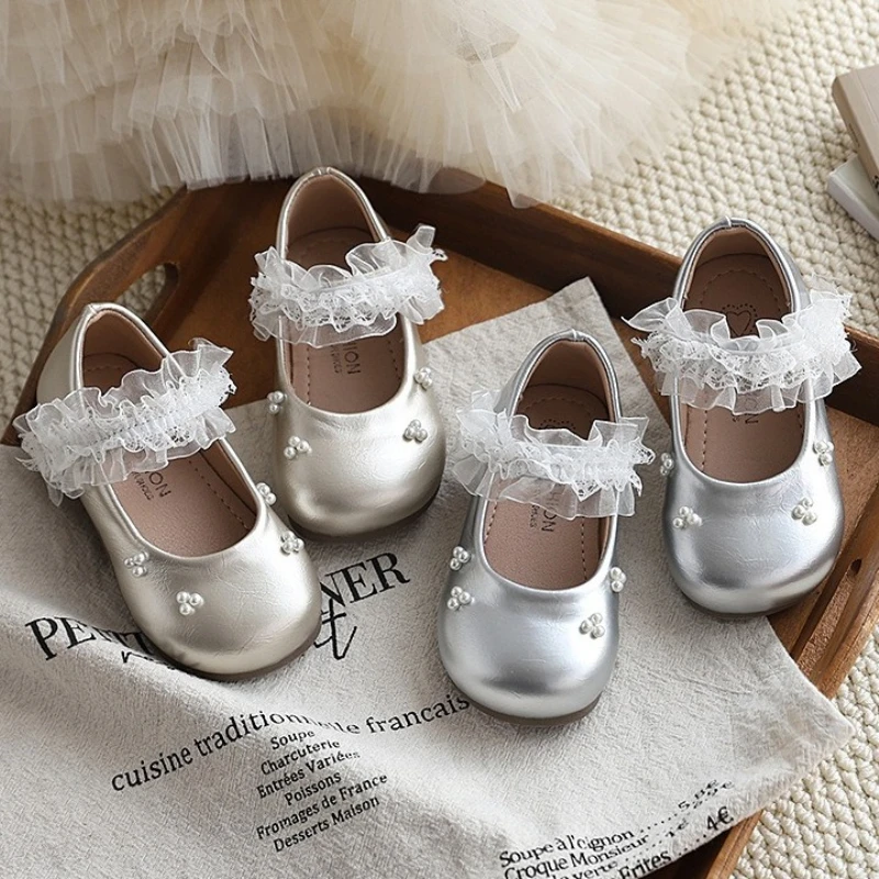 Child Happy Shoe2026 New Autumn Cute Flower Children's Soft Soled Single Shoes Fashion Girls Party Dress Formal Leather Shoes