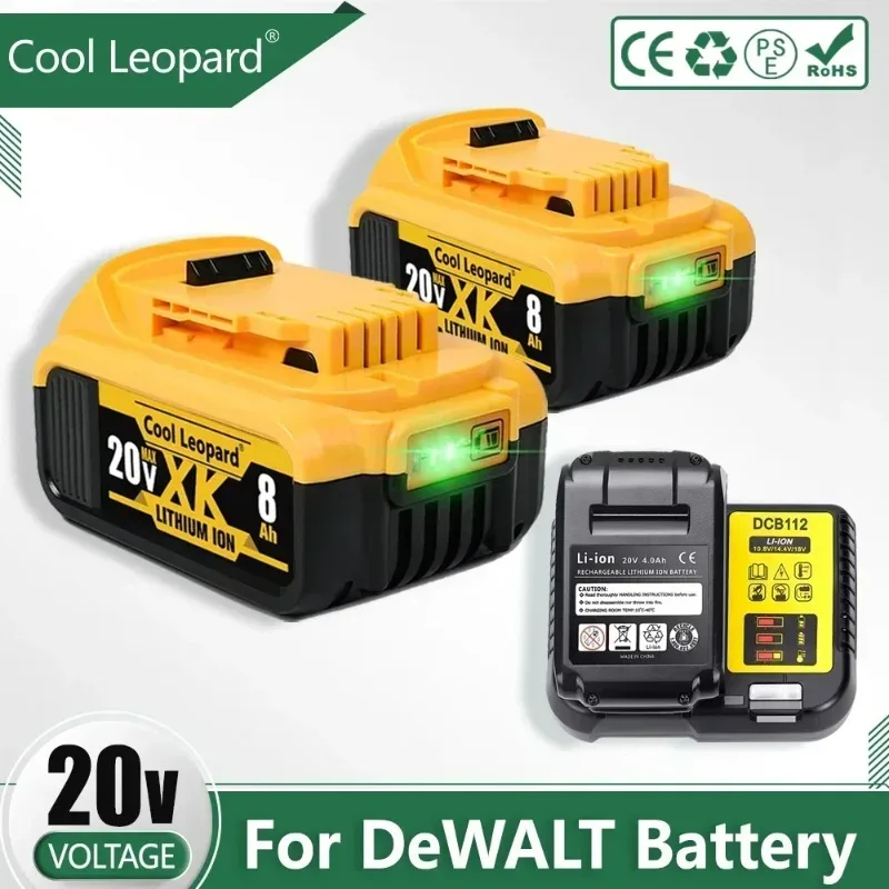 Для DEWALT, 20В, 6Ач, перезаряжаемая литий-ионная батарея, зарядное устройство DCB1104, для DEWALT, DCB115, DCB118, аккумулятор для инструментов DEWALT.