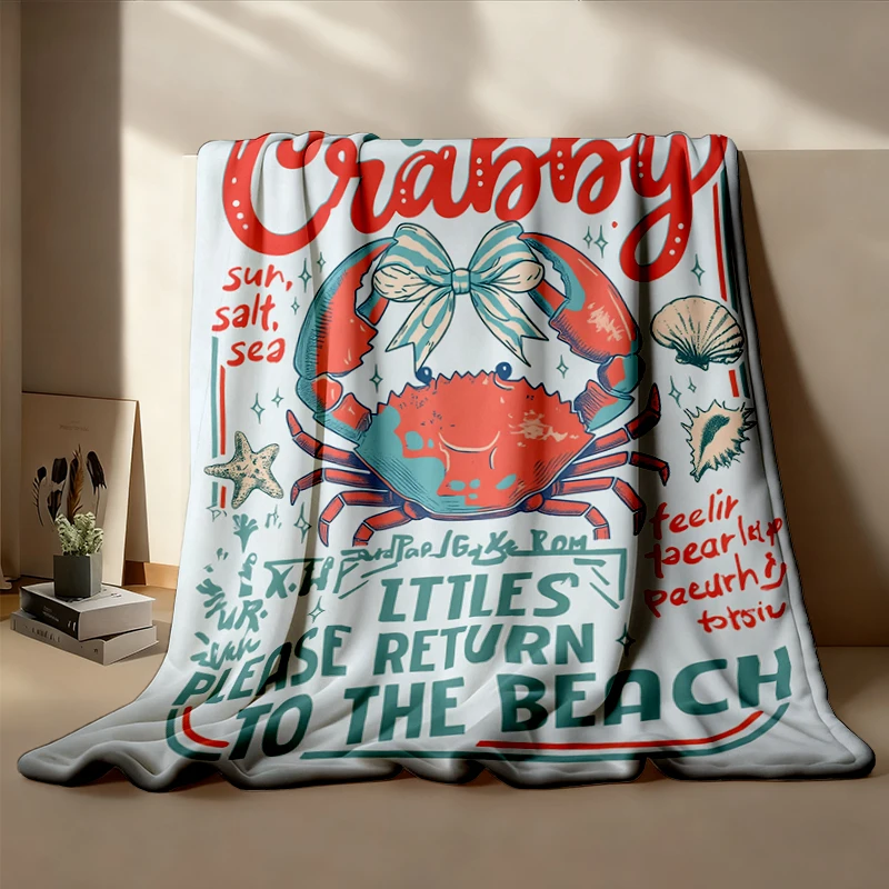 If Crabby Warm Blanket, Summer Graphic Soft Blanket, Funny Please Return To The Beach Comfy