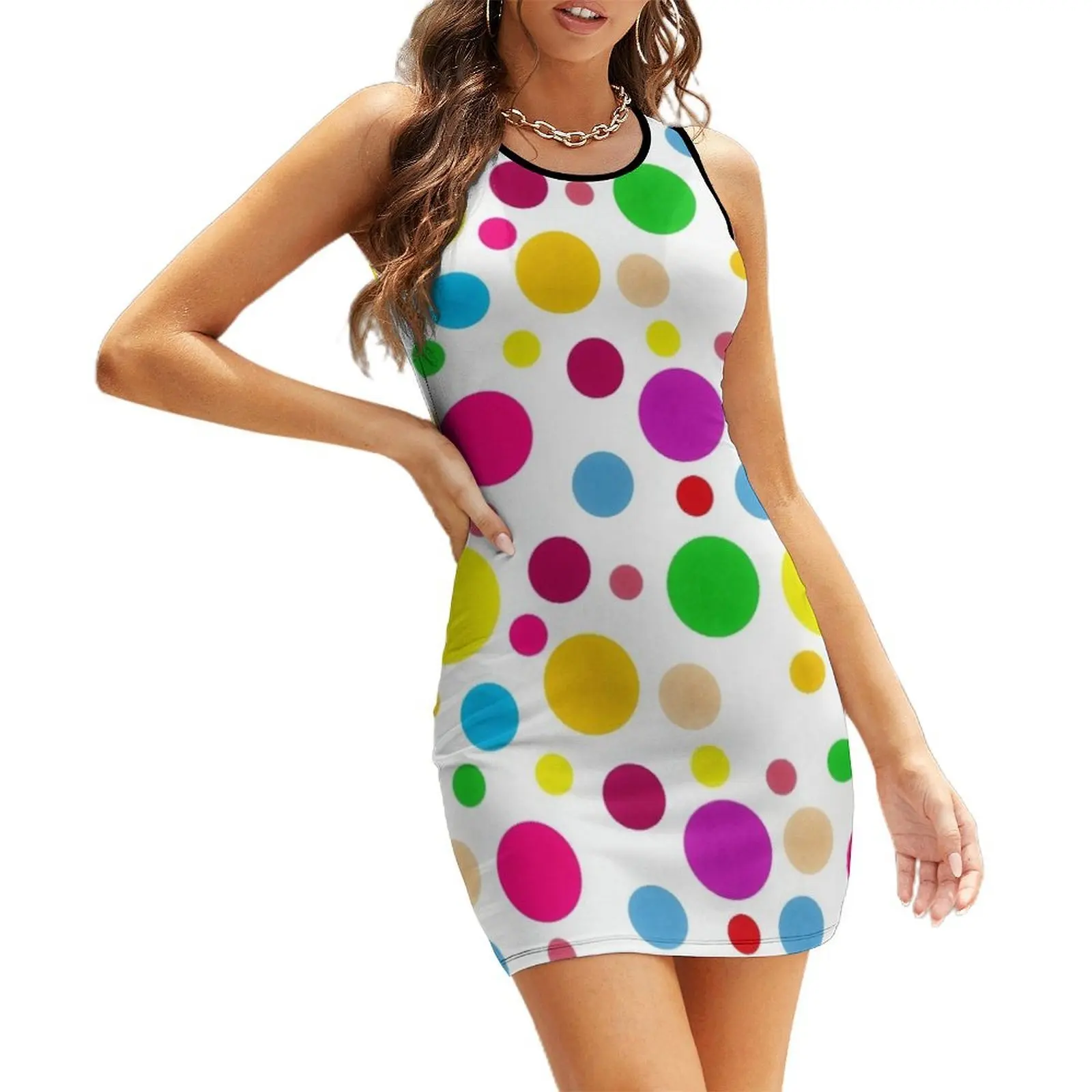 

Colorful Polka Dots Sleeveless Sundress summer women's suit birthday dress dresses for special events