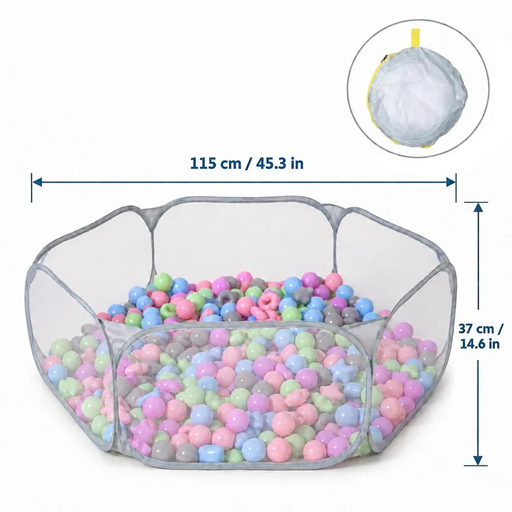 1PC Foldable Gery Ball Pit Indoor Outdoor Play for Babies Toddlers Boy Girls(Balls Not Included)