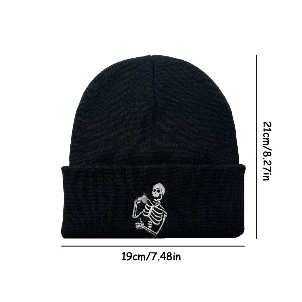 1pc Halloween Horror Skull Embroidered Knitted Hat Men's Snd Women's Woolen Hat Warm Cold Hat