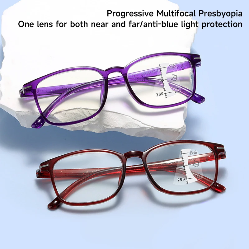 

Progressive Multi-focus Reading Glasses High-definition Far And Near Anti-blue Light Presbyopic Eyeglasses Diopter +1.0 To +4.0