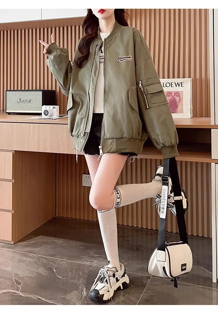 Retro American Street Baseball Uniform Outerwear Women 2024 Autumn New Motorcycle Jacket Retro Hip-hop Couple Clothing y2k coats