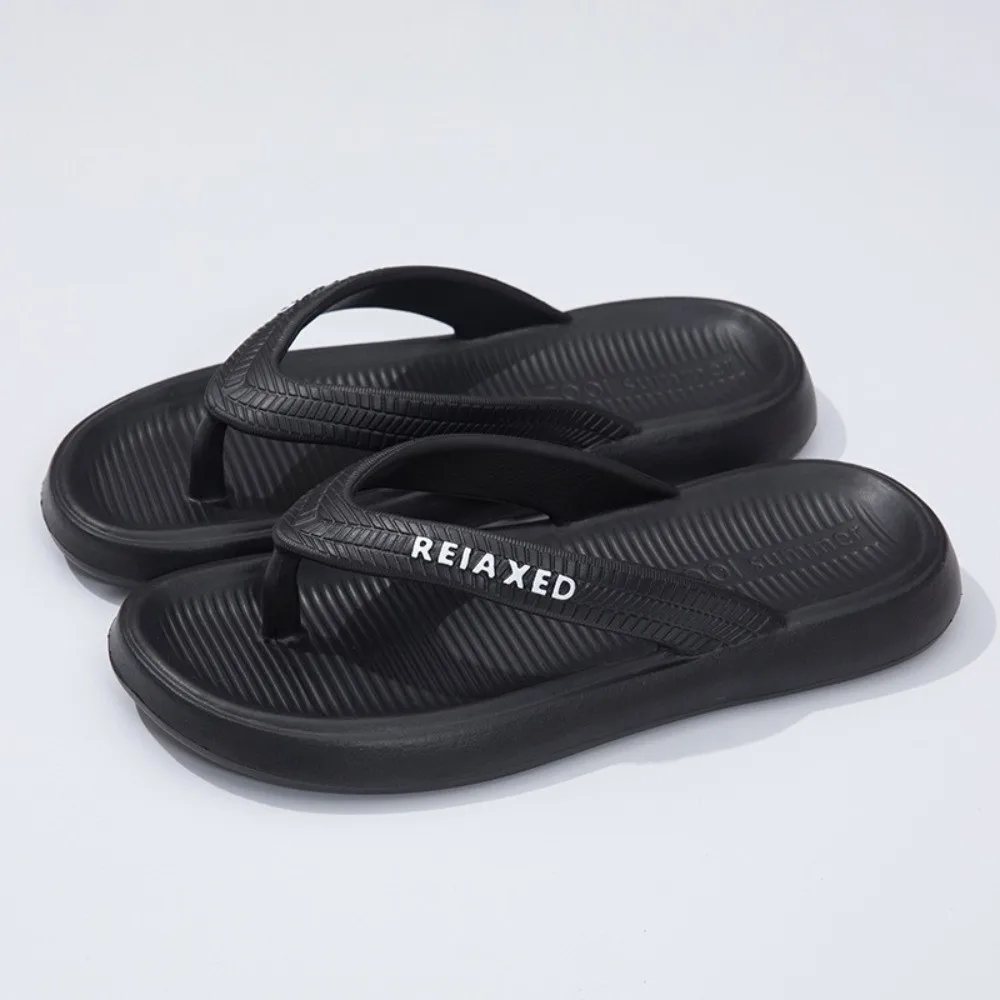 Basic Anti Slip Men's Slide Sandals Soft Soled Clip Toe Beach Flip Flops EVA Anti Odor Outer Wear Shoes Beach