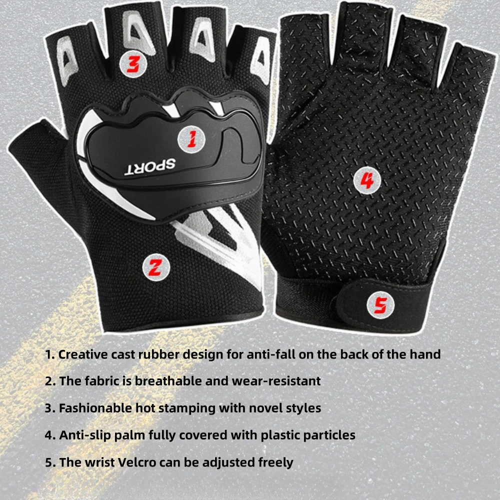 Summer Cycling Gloves Outdoor Sports Half Finger Anti-slip Wear-resistant Anti-fall Breathable Motorcycle Gloves