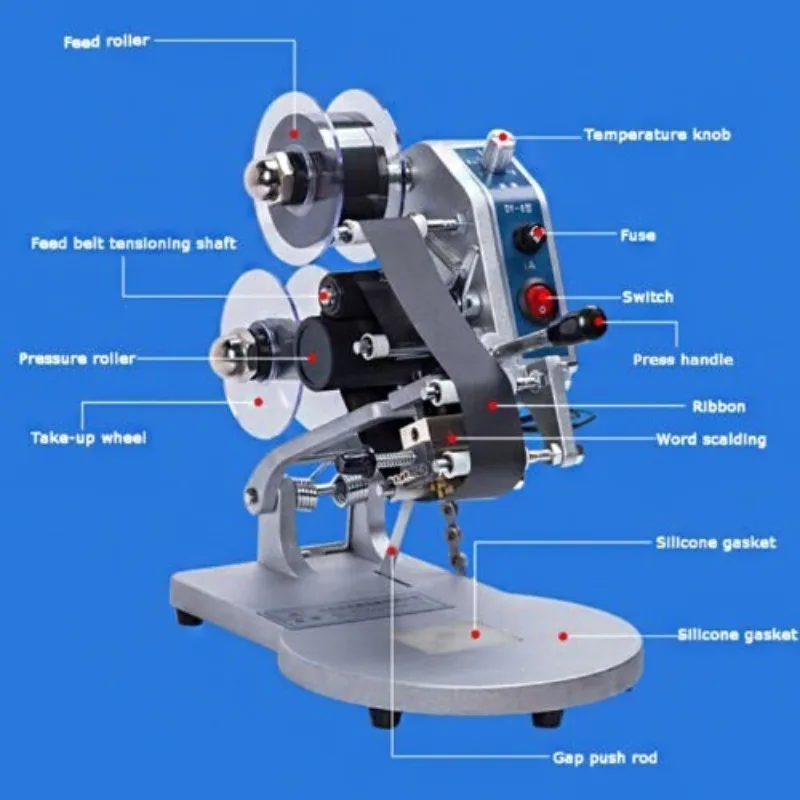DY-8 Manual Ribbon Coding Machine Direct-Heat Production Date Coding Machine