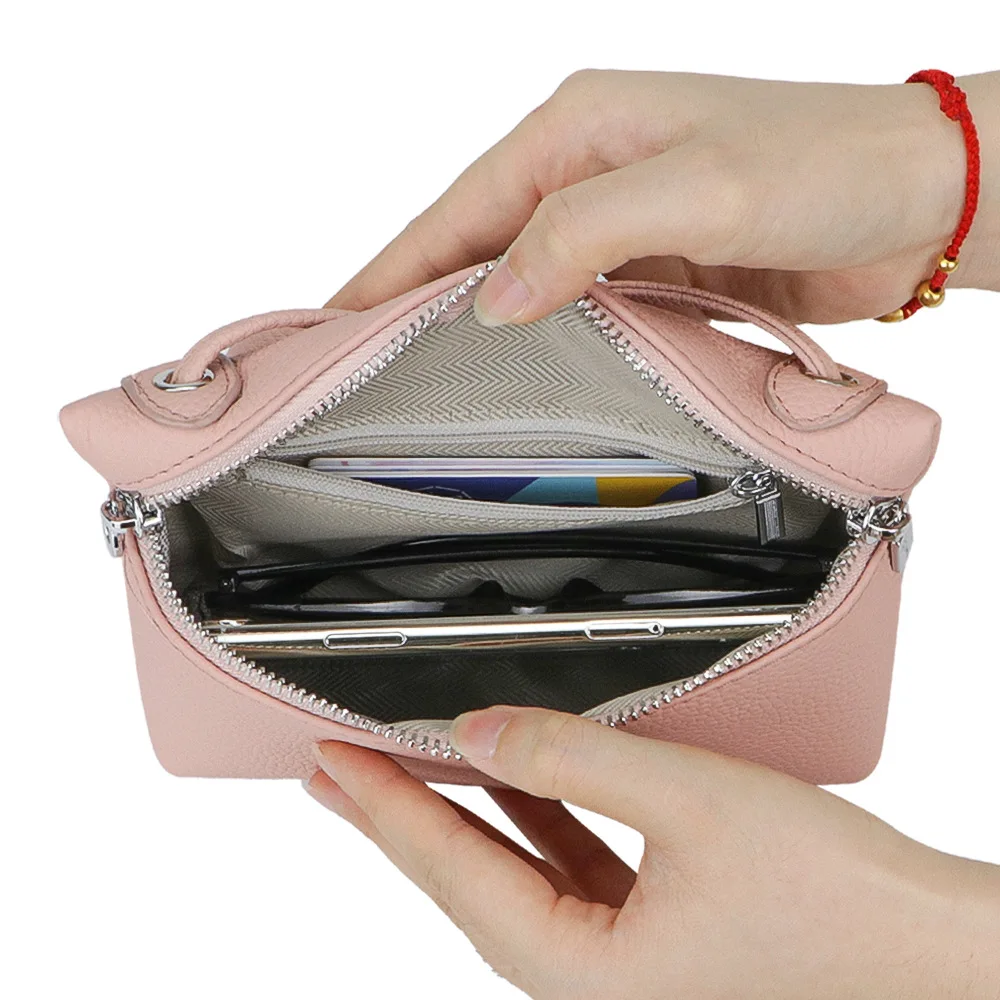 Royal Bagger tas selempang kulit asli wanita, dompet tas bahu sederhana mode, warna Solid ritsleting ganda 1862