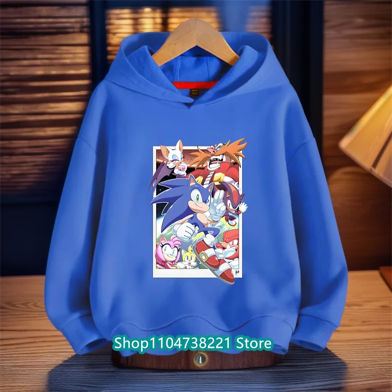 Boys Girls Spring Fashion Top Kids Clothes Gifts New Sonic Hoodies for Children Anime Cartoon Figures Printed Kawaii Sweatshirt